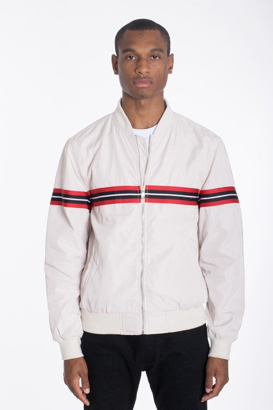 Luxury woven taped bomber jacket