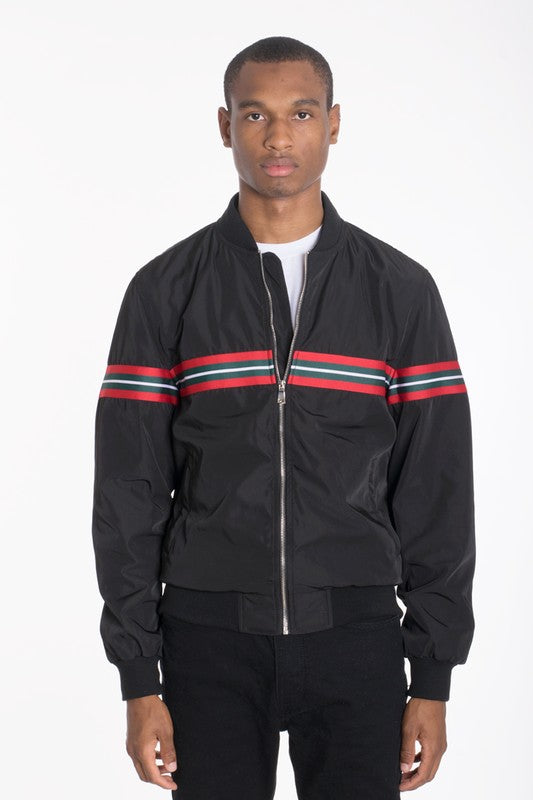 Luxury woven taped bomber jacket