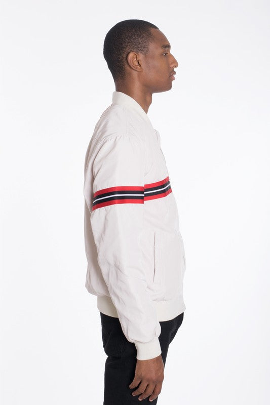 Luxury woven taped bomber jacket