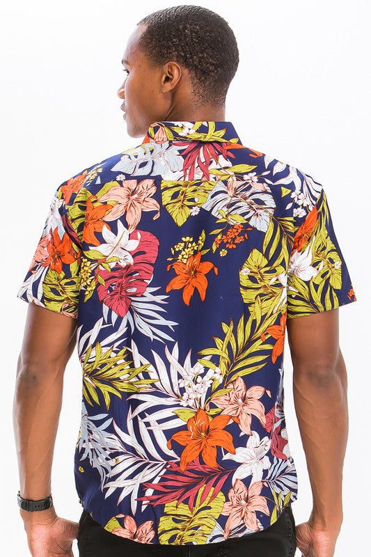 Mens Hawaiian Button Down Shirt