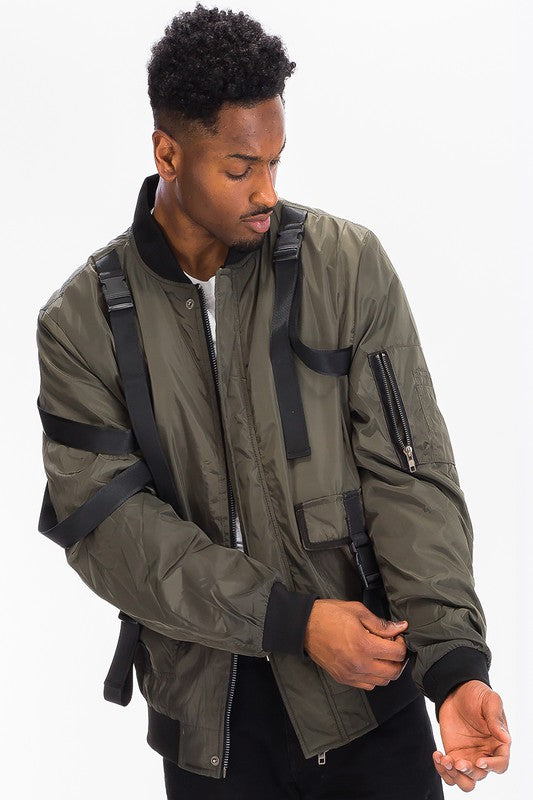 Mens utility strap jacket