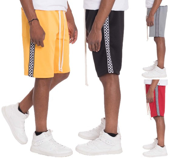 Mens Checkered Stripe Track Shorts