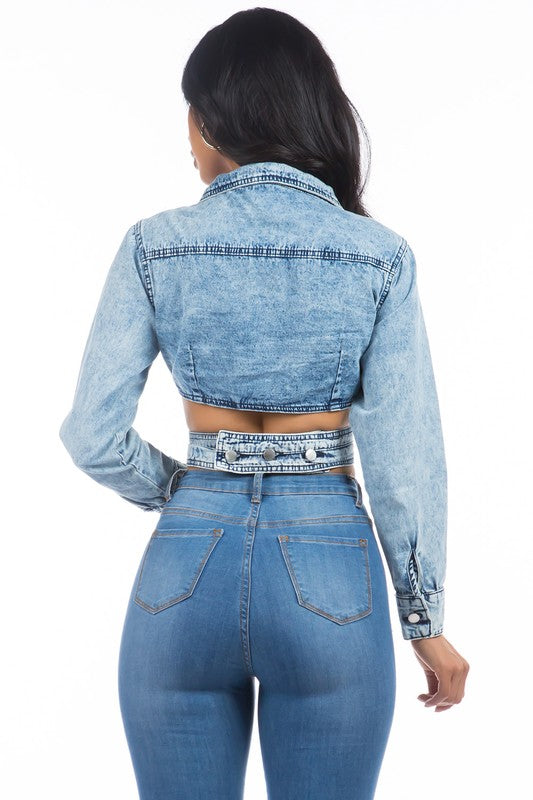 Crossover denim jacket