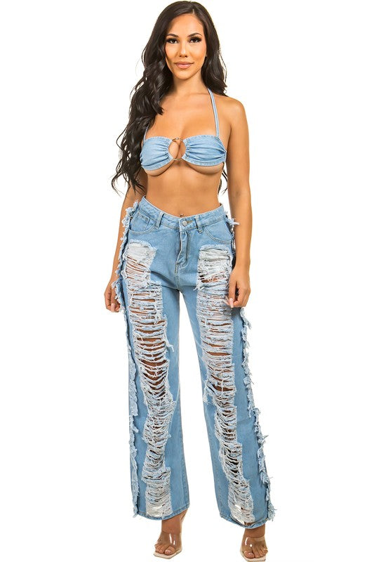 Super sexy denim 2-piece set