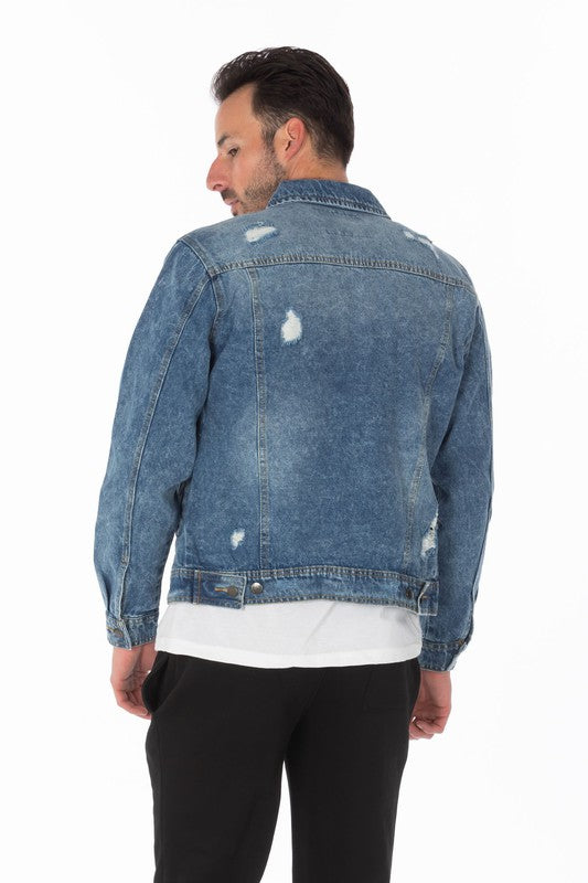 Men's Boujee Denim Jacket with Distressed
