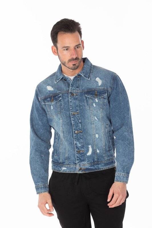 Men's Boujee Denim Jacket with Distressed