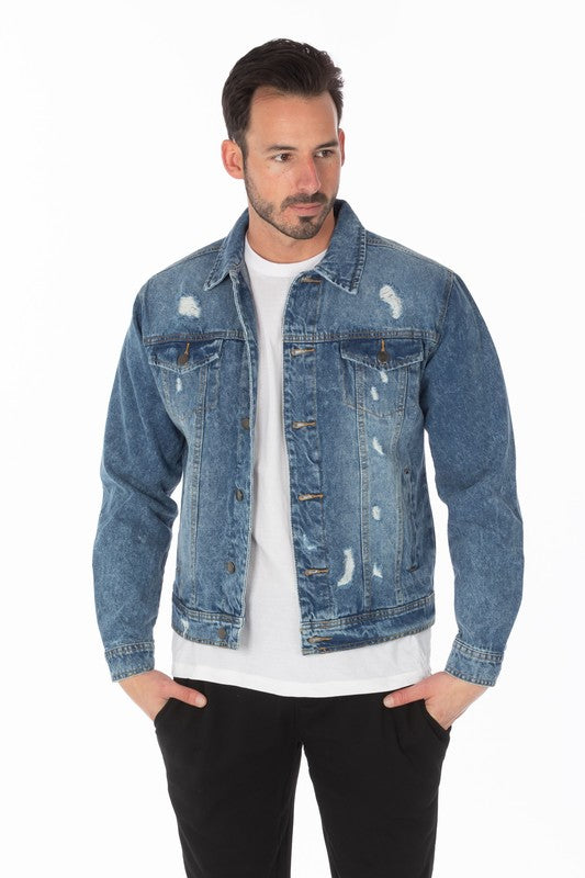 Men's Boujee Denim Jacket with Distressed