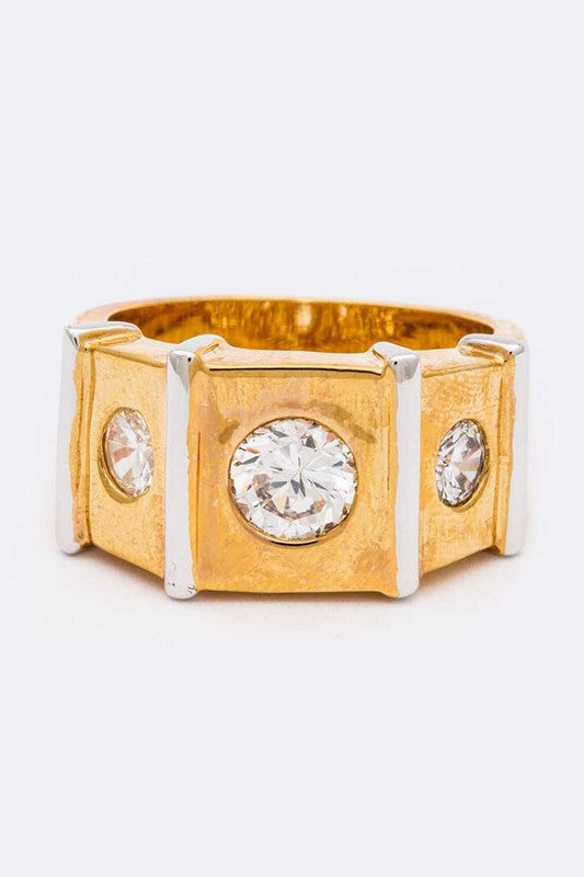 Unisex Iconic CZ Gold Ring