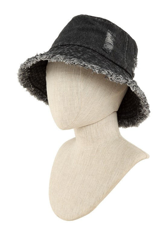 Distressed Denim Bucket Hat