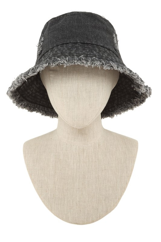 Distressed Denim Bucket Hat