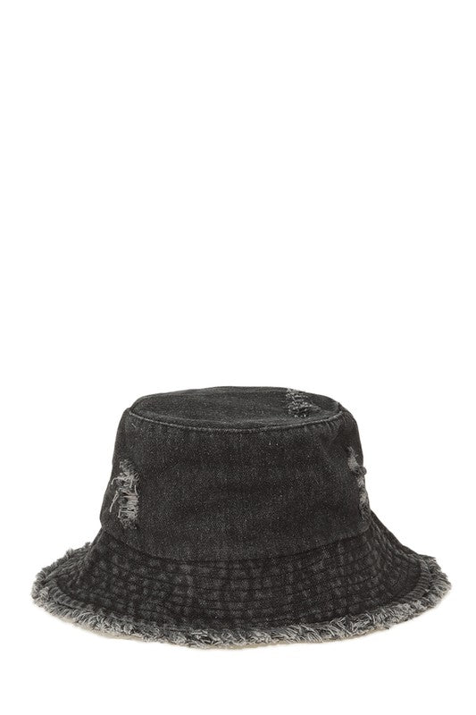 Distressed Denim Bucket Hat