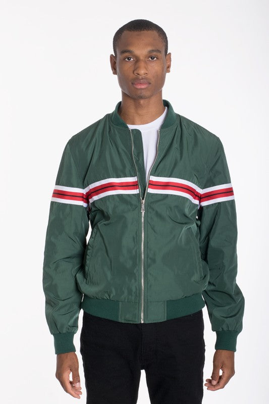 Luxury woven taped bomber jacket