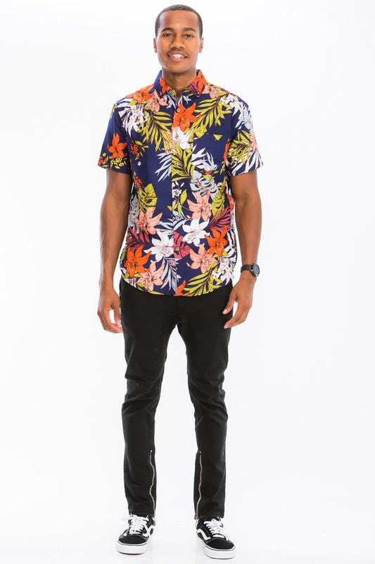 Mens Hawaiian Button Down Shirt