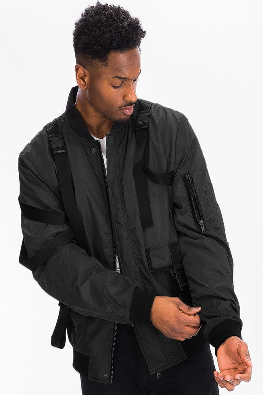 Mens utility strap jacket