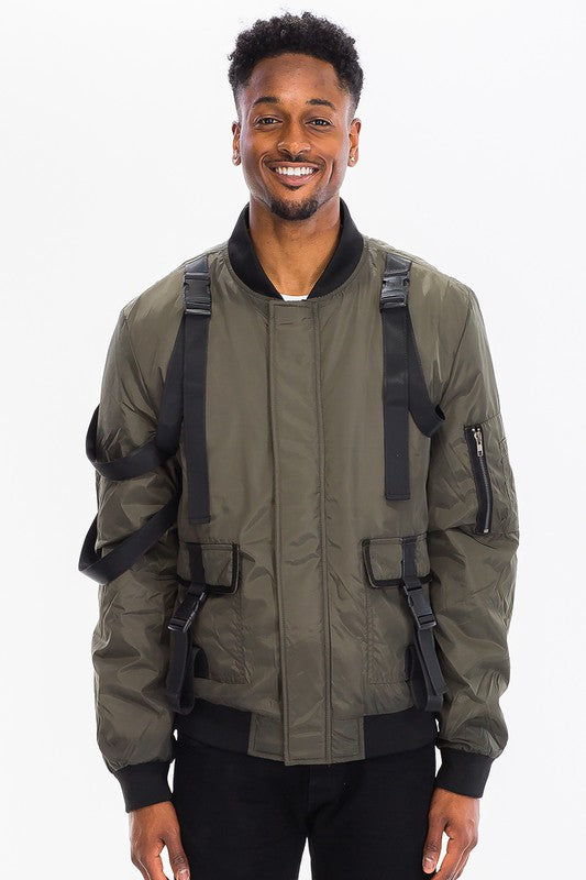 Mens utility strap jacket