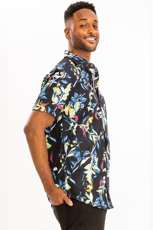 Mens Hawaiian Button Down Shirt