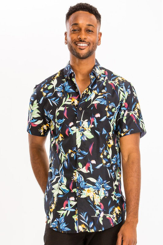 Mens Hawaiian Button Down Shirt