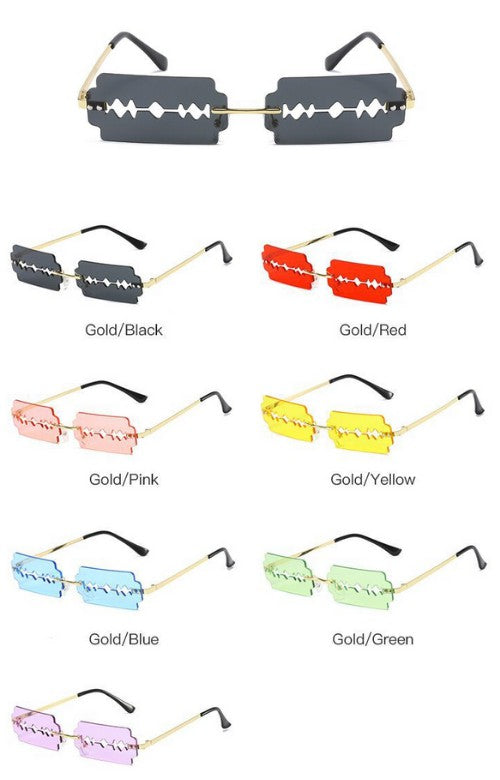 Rimless Rectangle Razor Blade Party Sunglasses