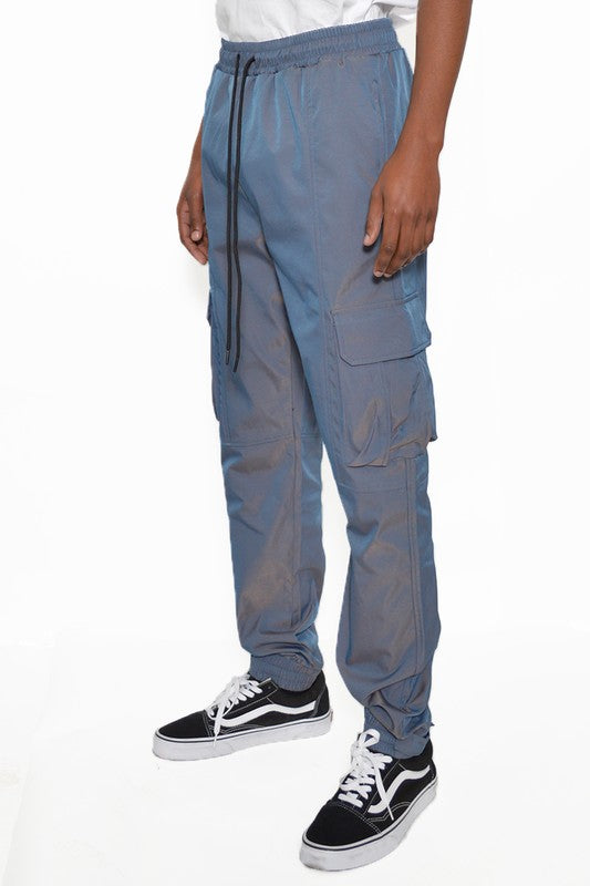 Peacock iridescent jogger pants