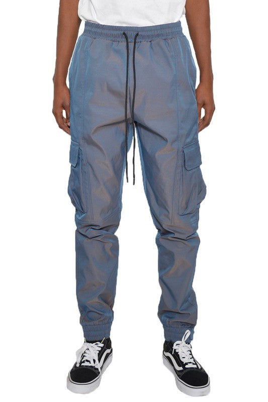 Peacock iridescent jogger pants