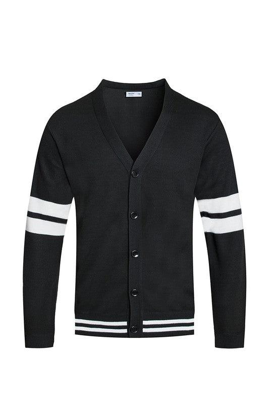 Boujee Mens Two Stripe Button Cardigan