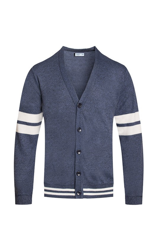 Boujee Mens Two Stripe Button Cardigan