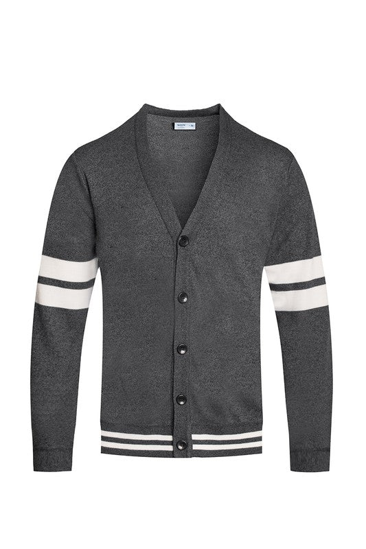 Boujee Mens Two Stripe Button Cardigan