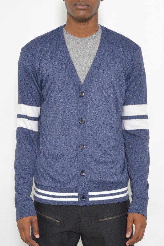 Boujee Mens Two Stripe Button Cardigan