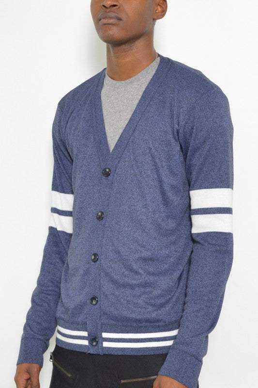 Boujee Mens Two Stripe Button Cardigan