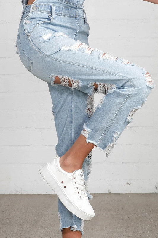 HEAVY DISTRESSED STRAIGHT FIT OVERALL