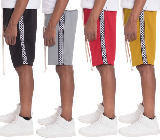 Mens Checkered Stripe Track Shorts