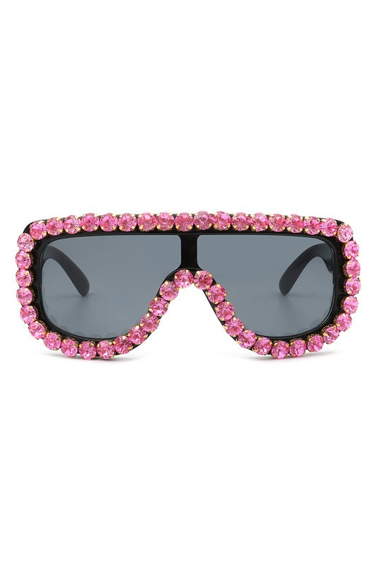 Women Oversize Rhinestone Aviator Sunglasses