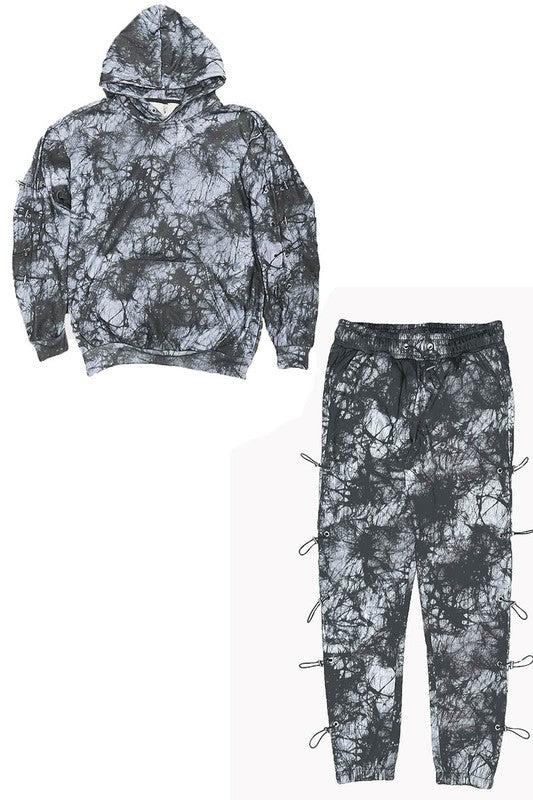 TYE DYE Sleeve toggle hoodie & sweatpants set