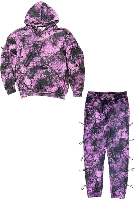 TYE DYE Sleeve toggle hoodie & sweatpants set