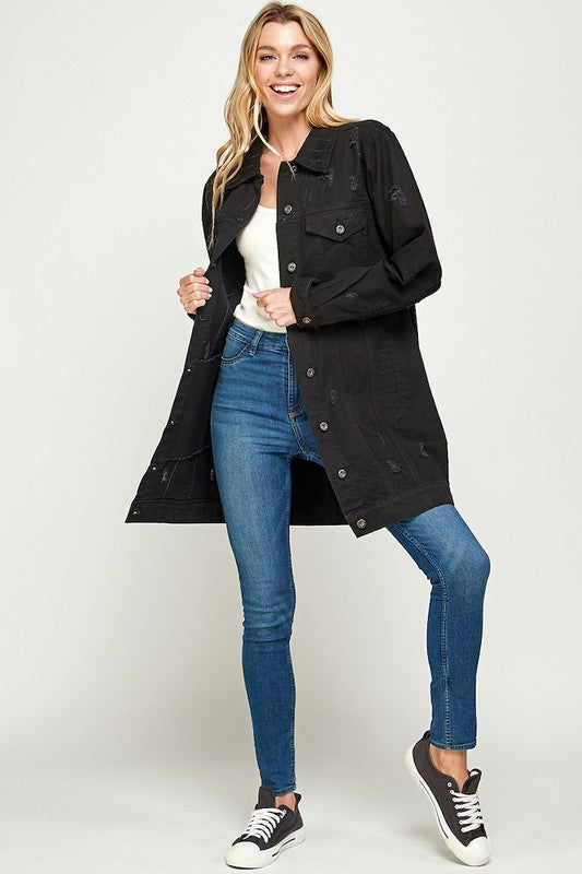 Distressed denim quarter washed jacket