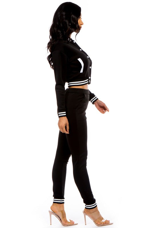 Boujee varsity bomber jacket set