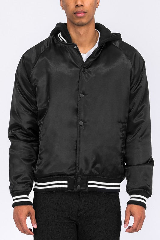 Boujee satin varsity bomber jacket