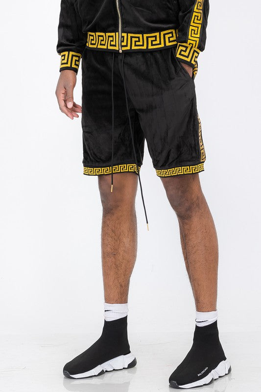 Boujee Status Print Velour Shorts Suede Shorts