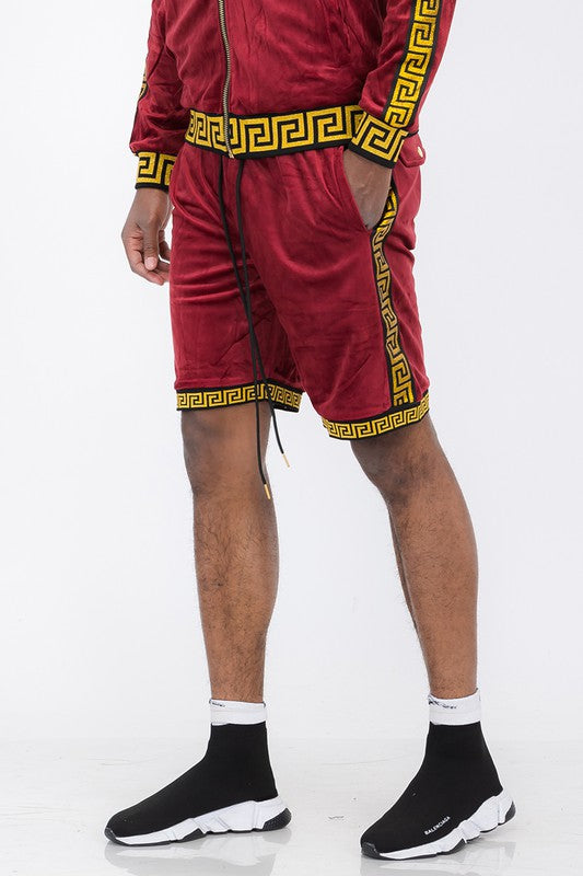 Boujee Status Print Velour Shorts Suede Shorts