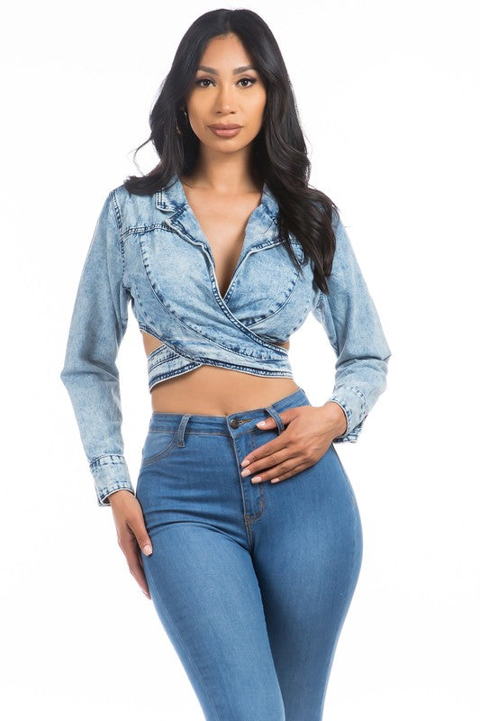 Crossover denim jacket