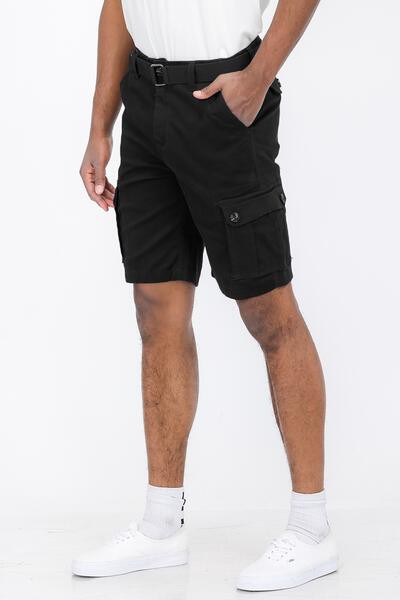 Mens Belted Cargo Shorts with Belt