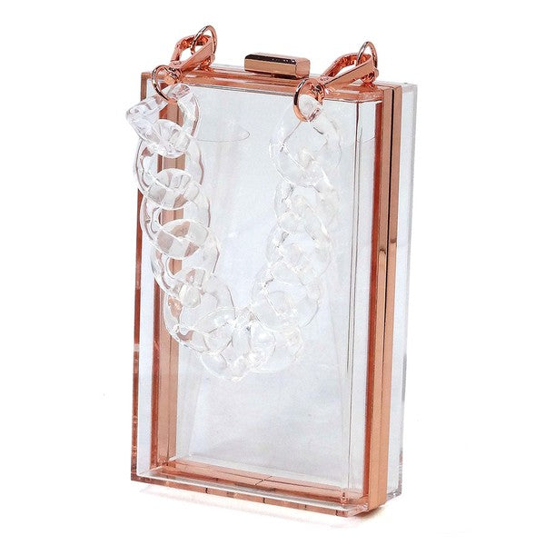 Acrylic Chain Handle See Thru Crossbody Clutch