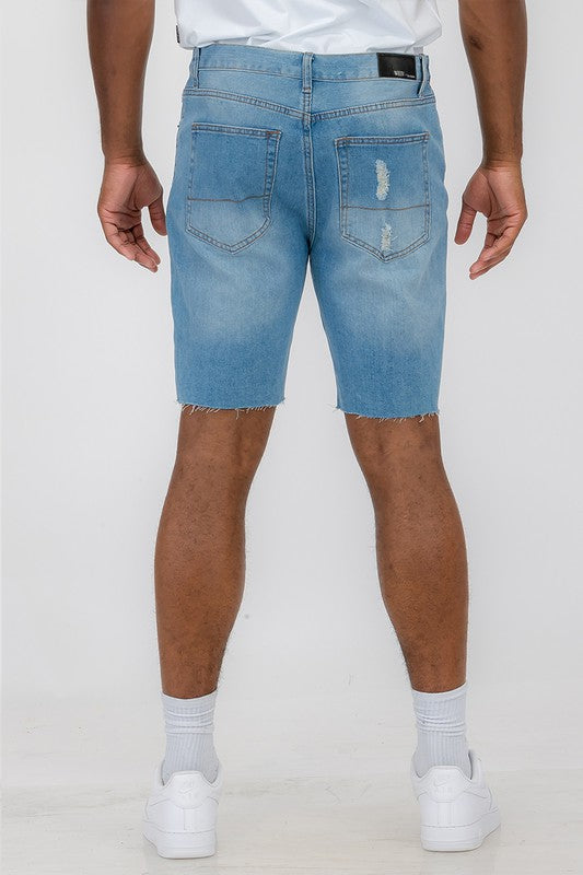 Boujee Mens Distressed Stretch Denim Shorts