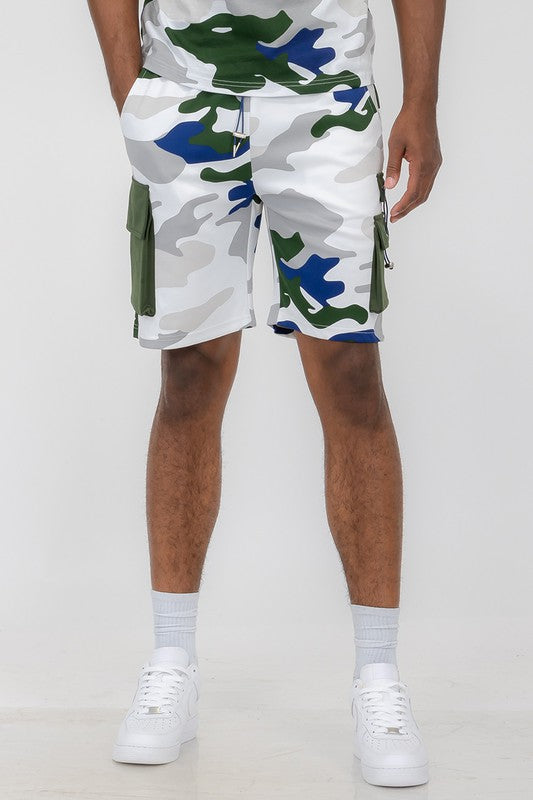 Boujee Mens Full Camo Sweat Shorts