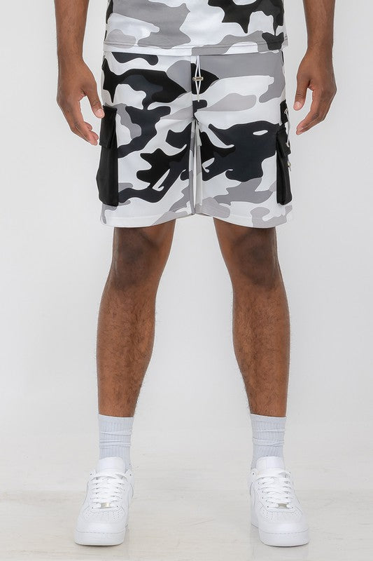 Boujee Mens Full Camo Sweat Shorts