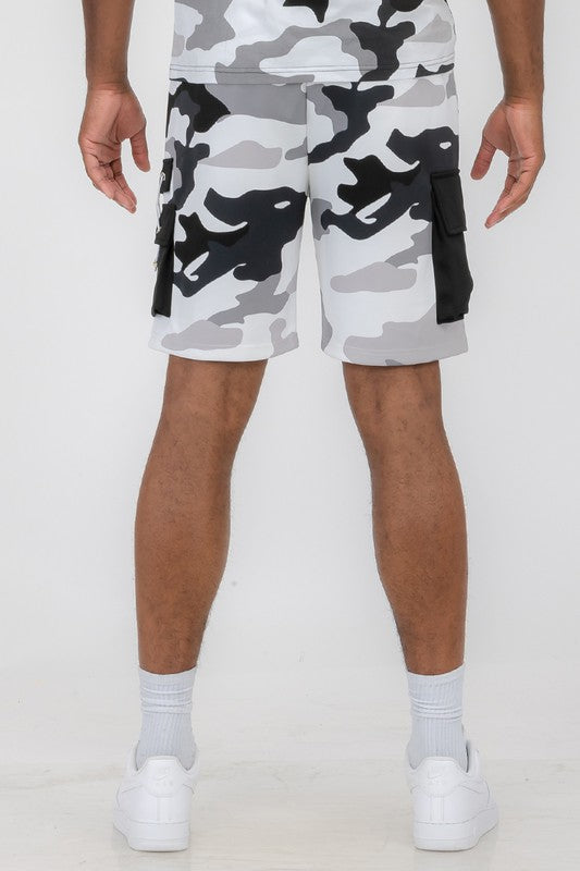 Boujee Mens Full Camo Sweat Shorts