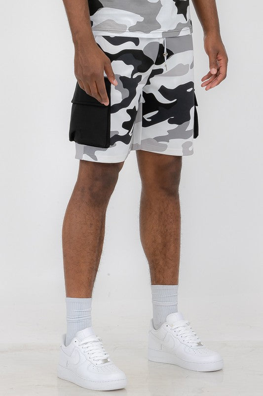 Boujee Mens Full Camo Sweat Shorts