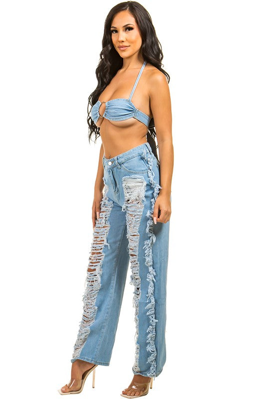Super sexy denim 2-piece set