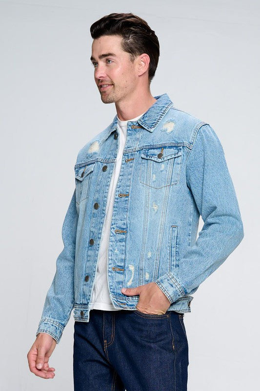 Men's Boujee Denim Jacket with Distressed