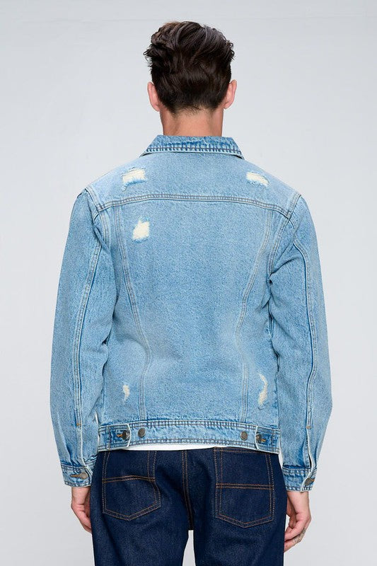 Men's Boujee Denim Jacket with Distressed